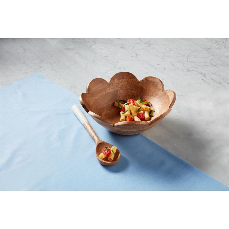 Wood Scallop Bowl with Server