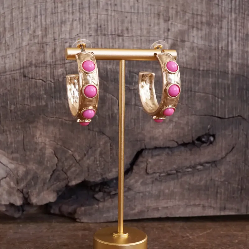 Pink Jeweled Bubble Hoop Earring