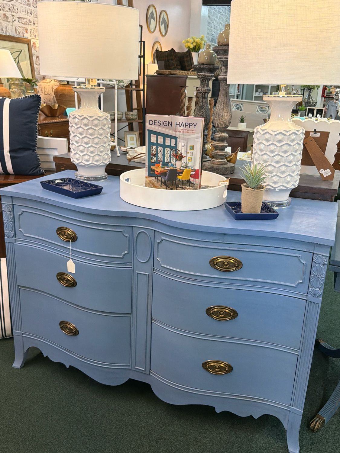 Greek Blue 6 drawer chest 