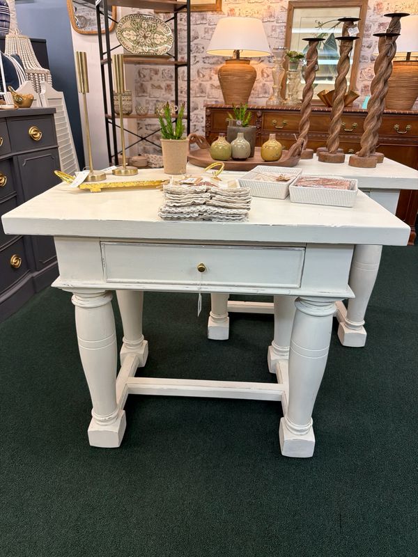 Set of Old White End tables