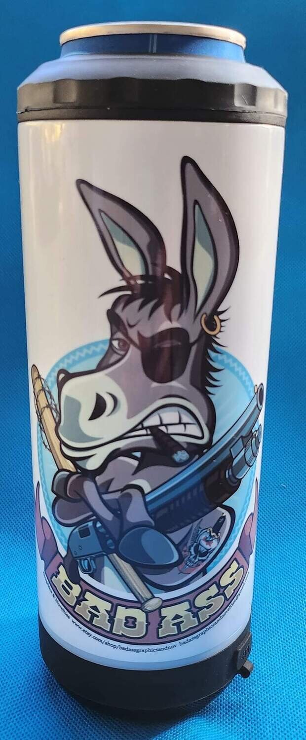 Bad Ass Bluetooth Speaker Can Cooler Koozie 4 in 1 holds 12 oz Can / 12 oz Bottle / Skinny Cans  or converts to 14 oz Tumbler Waterproof speaker with charging cord