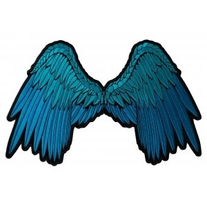 Pretty Angel Wings in Blue Embroidered Large Iron on Patch