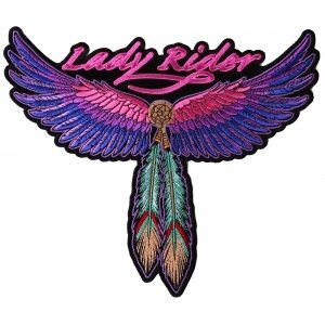 Wings and Feathers Lady Rider Embroidered Iron on Patch