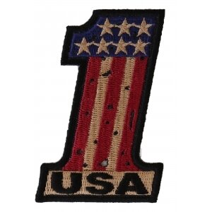Number 1 USA Vintage Flag and Stars Patch