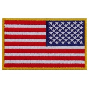 Reversed US Flag Patch 4 Inch Yellow Border