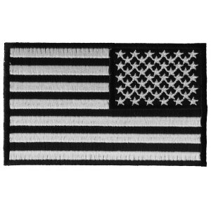 Reversed US Flag Black White Patch 4 Inch