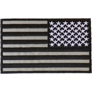 Reversed American Flag Black and Reflective 4 Inch Patch