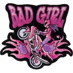 Bad Girl Wheeley Lady Biker Small Iron on Patch