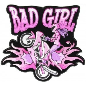 Bad Girl Biker Embroidered Iron on Patch