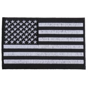 Black and White American Flag Patch with Black Borders