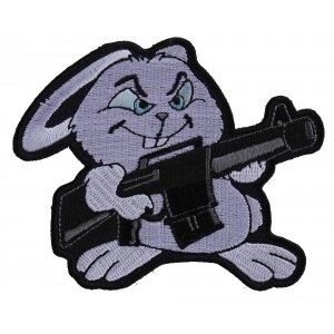 Machine Gun Bunny Rabbit Novelty Iron on Patch