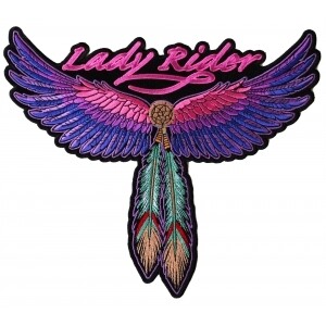Wings and Feathers Lady Rider Embroidered Iron on Patch