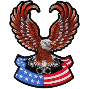 Patriotic Eagle US Flag Pistons Large Biker Patch Patch