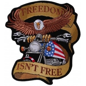 Freedom Isn&#39;t Free Motorcycle Eagle Embroidered Iron on Biker Patch