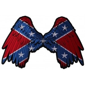Rebel Flag Angel Wings Embroidered Iron on Patch