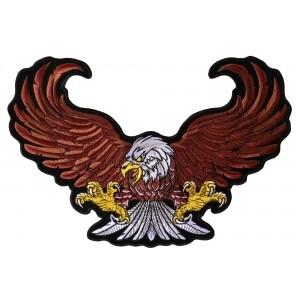 Brown Eagle Embroidered Iron on Biker Patch