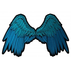 Pretty Angel Wings in Blue Embroidered Large Iron on Patch