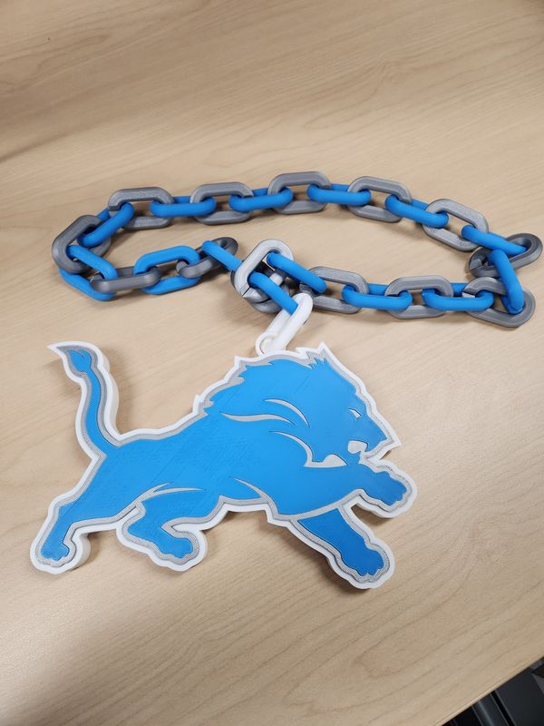 Lions fan art pendant and chain