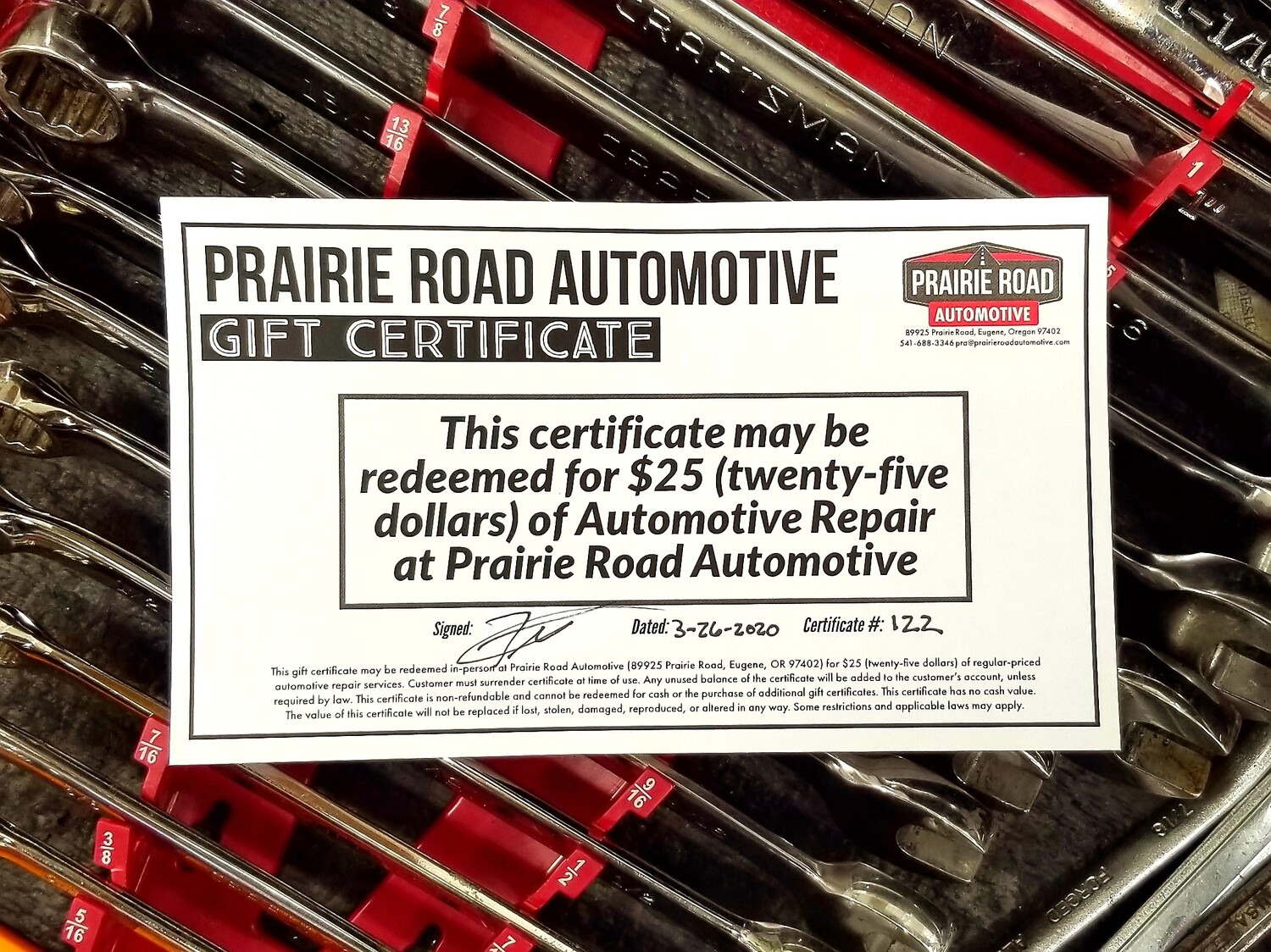 $25 Gift Certificate