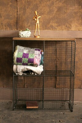 Four Cubby Console With Wooden Top