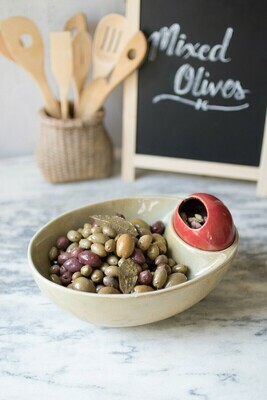 Ceramic Olive Bowl w/Pit Holder