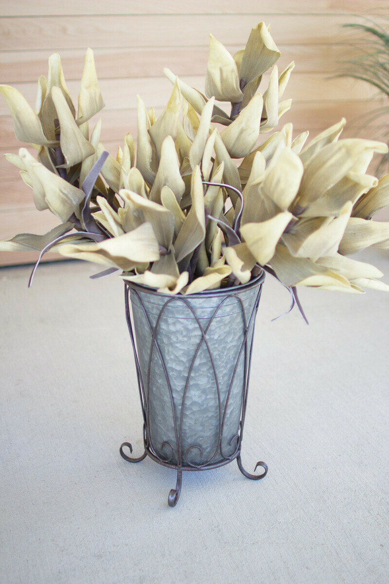 Galvanized Planter W/Rustic Iron Frame