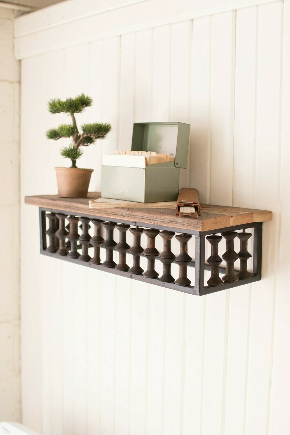 Repurposed Wooden Spool Wall Shelf