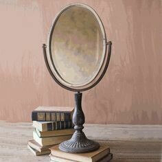 Iron Mirror on a Stand-Oval