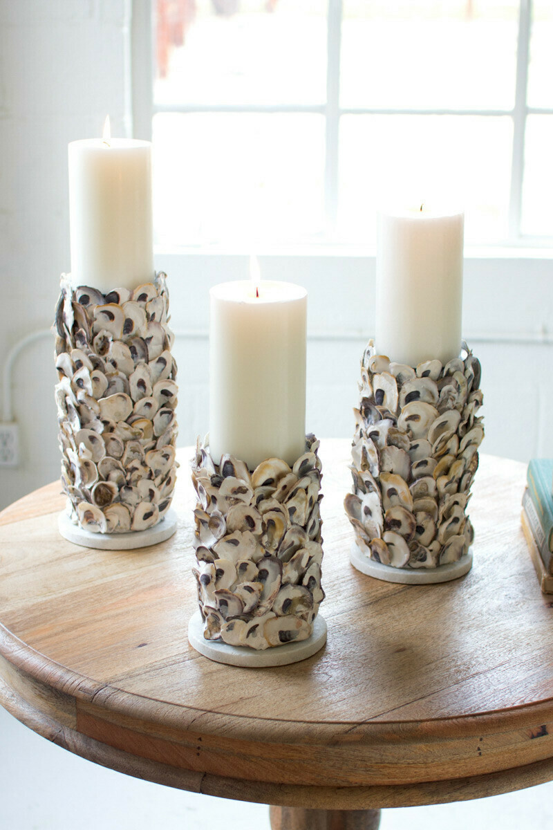 Lg Oyster Pillar Candle Holder