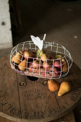 Antique White Wire Pumpkin Basket