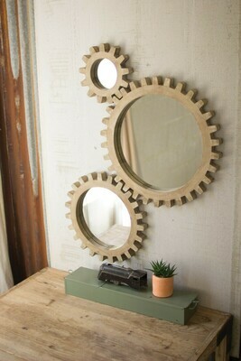 Wooden Gear Mirror-Lg