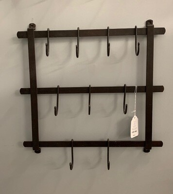 Forged Iron Wall Rack w/Movable Hooks