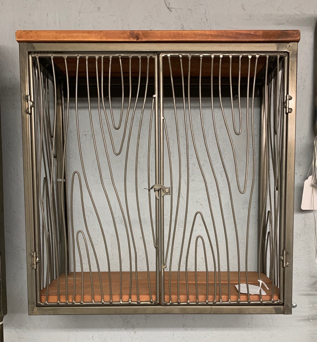 Recy Wood &amp; Iron Hanging Cabinet w/Wire Woodgrain