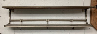 Sm. Wood &amp; Metal Wall Shelf &amp; Coat Hooks