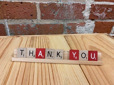 Thank You 2 Large Scrabble Tray 7&quot;L x 0.75&quot;W
