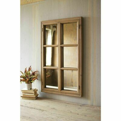 Wooden 6 Pane Mirror W/Doors