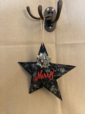 Merry Lg Metal Star Ornament 8&quot;L x 8&quot;H