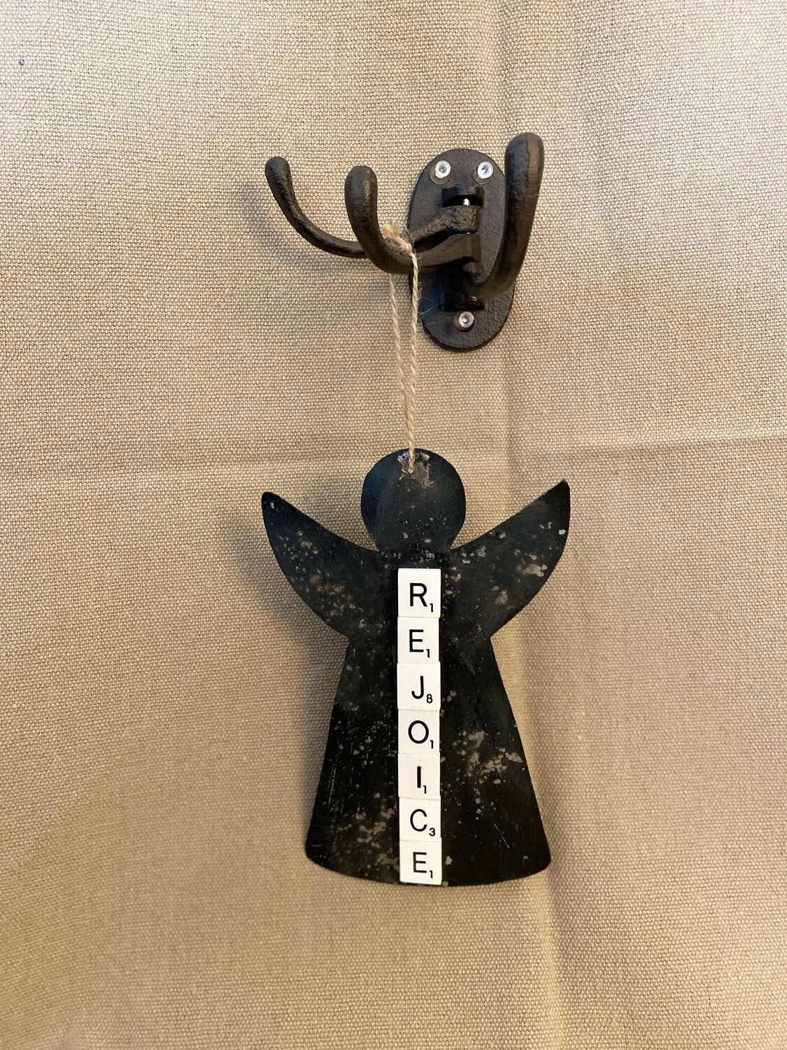 Rejoice Lg Metal Angel Ornament 5&quot;L x 8&quot;H