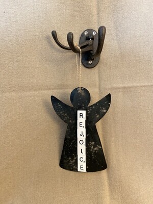 Rejoice Lg Metal Angel Ornament 5&quot;L x 8&quot;H