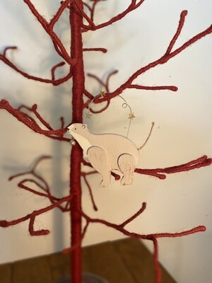 Baby Wooden Polar Bear Ornament