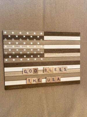 God Bless The USA Ex. Lg. Wall Plaque 11"L x 8"H
