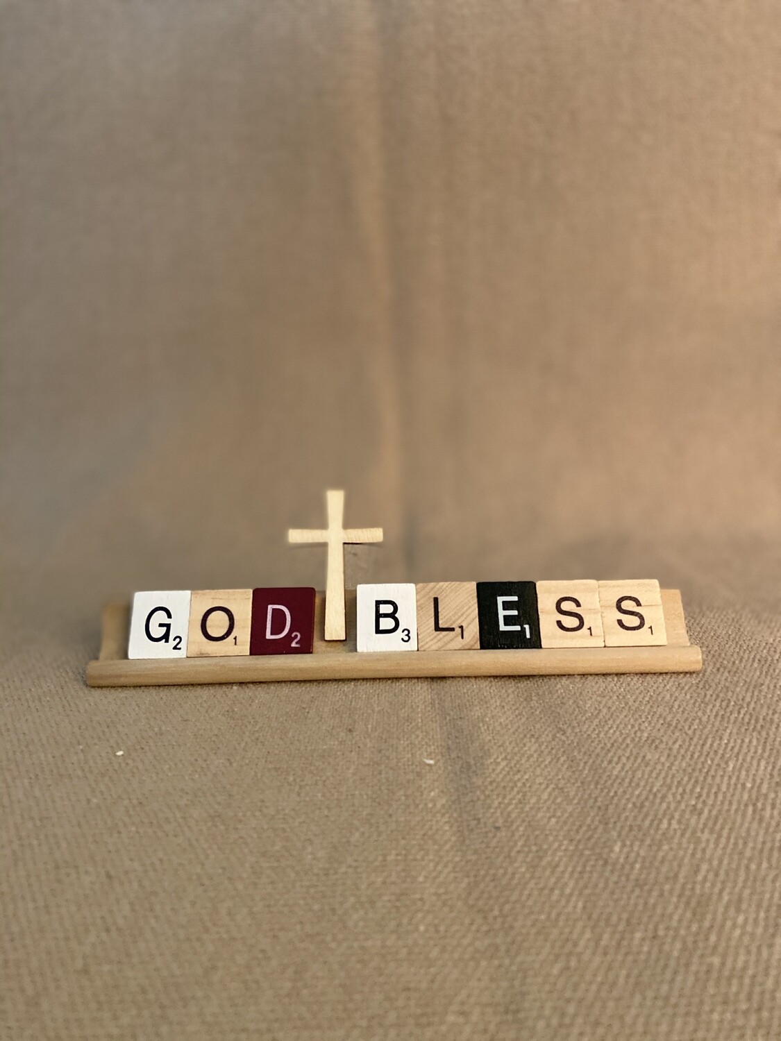 God Bless Lg. Decorative Scrabble Tray 7&quot;L x 0.75&quot;H