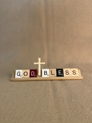 God Bless Lg. Decorative Scrabble Tray 7"L x 0.75"H