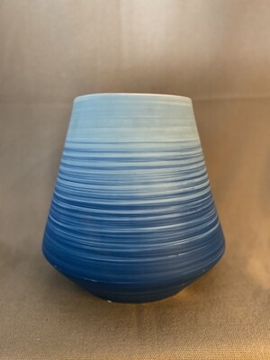 Blue Striped Ombre Vase 11.5&quot;