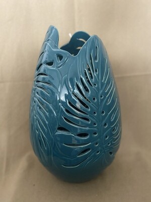 Blue Pierced Leaf Vase 17.5&quot;