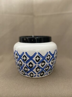 White/Black/Blue 5.5" Ceramic Pot