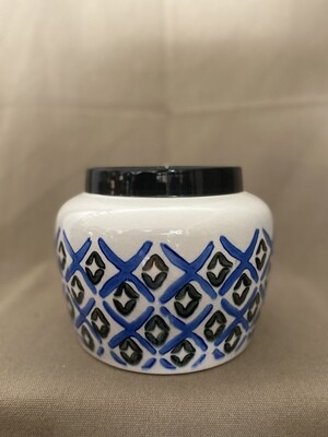 White/Black/Blue 7" Ceramic Pot