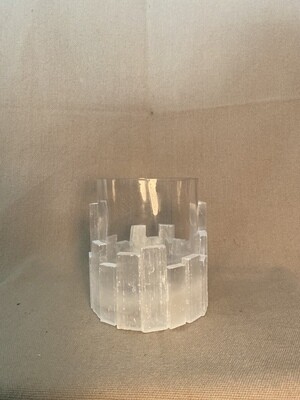 White Selenite Candle Holder 5.75&quot;