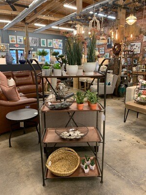 Iron Display Unit with Four Copper Finish Shelves
