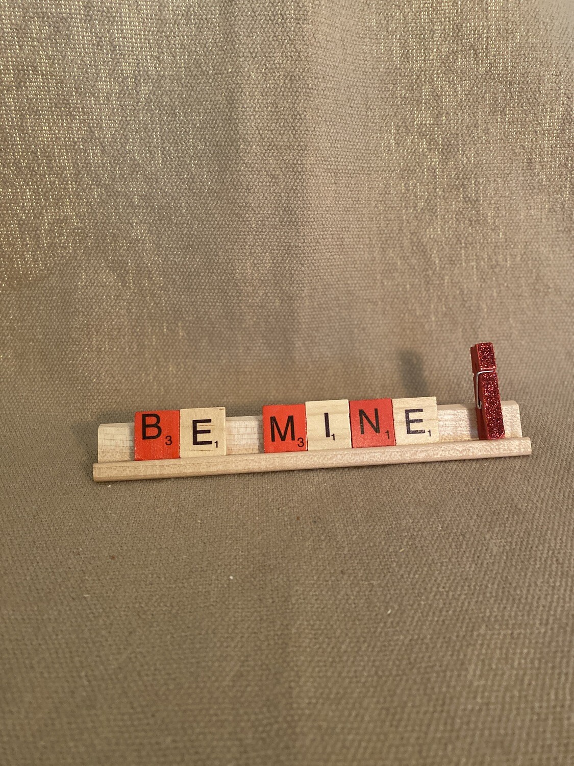 Be Mine Red &amp; Natural Lg. Decorative Scrabble Tray 7&quot;L x 1&quot;H